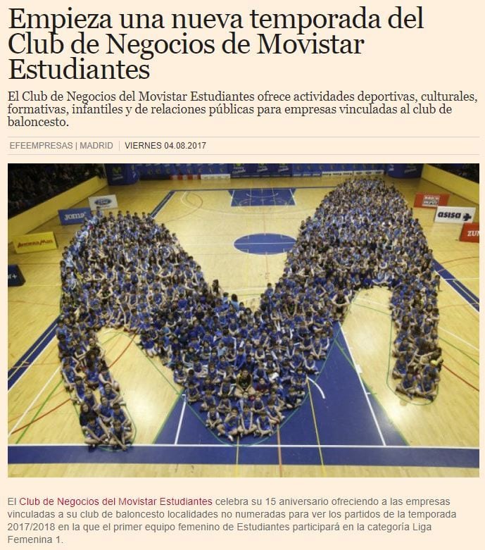 La temporada del Club de Negocios de Movistar Estudiantes, en EFE