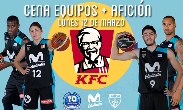 VI Cena Equipos + Afición de Movistar Estudiantes. Lunes 12 de marzo, KFC Gran Vía ¡Inscríbete!