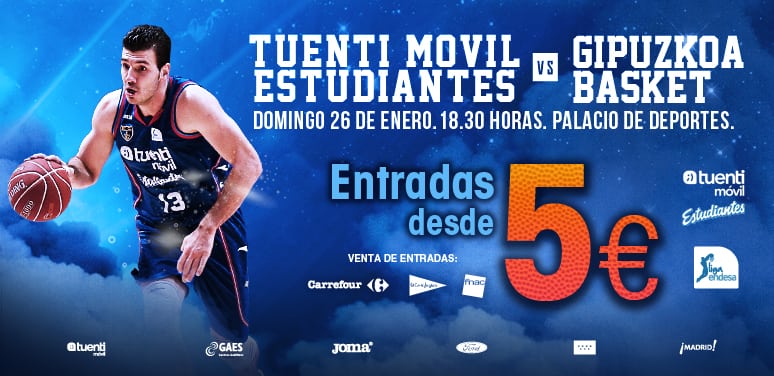 El Tuenti Móvil Estudiantes – Gipuzkoa Basket desde 5 euros