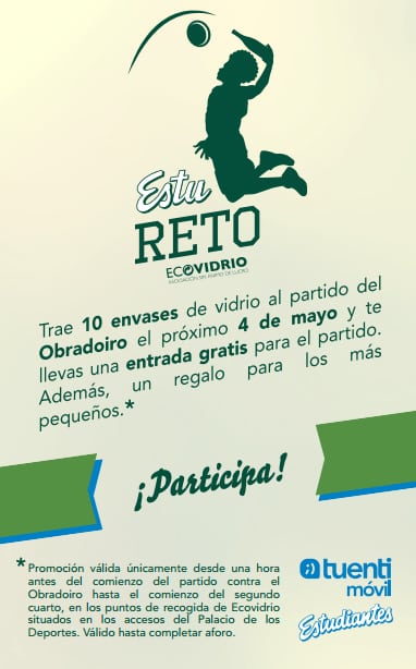 Tuenti Móvil Estudiantes- Rio Natura Blusens es el partido Ecovidrio. Consigue una entrada por 10 vidrios, el domingo en el Palacio