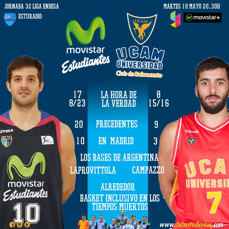 Movistar Estudiantes- UCAM Murcia: ganar o ganar (martes 20:30h, Yomvi, EstuRadio)