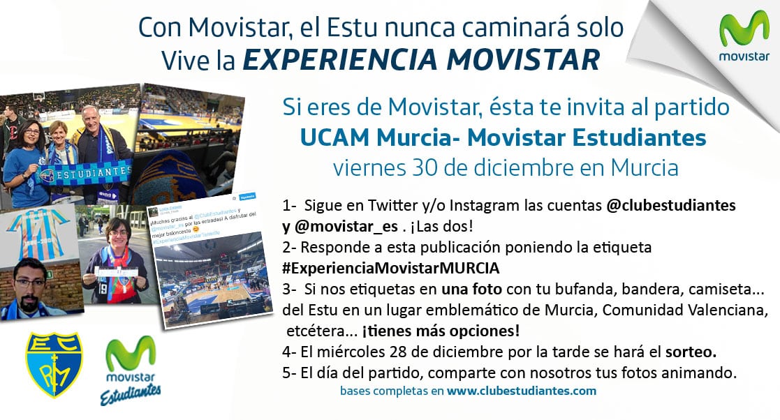 Si eres de Movistar, cierra 2016 animando al Estu en Murcia con la Experiencia Movistar