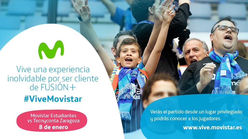 Vive una experiencia inolvidable por ser cliente de FUSIÓN + en el partido contra Tecnyconta Zaragoza con #ViveMovistar