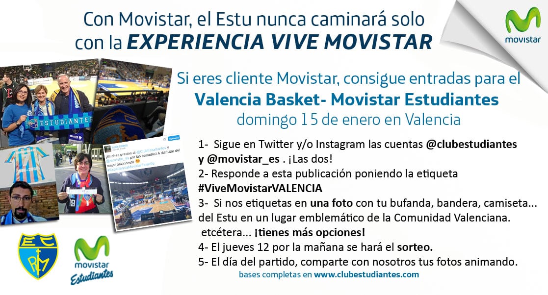 Movistar te invita a ver el Valencia Basket- Movistar Estudiantes con el concurso para clientes VIVE MOVISTAR