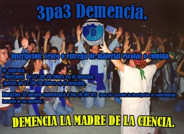 La Demencia organiza su tradicional «3pa3 demente» el sábado 8 en La Nevera