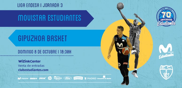 Movistar Estudiantes- Gipuzkoa Basket. Jornada 3 Liga Endesa.  Domingo 8 de octubre, 18:30h WiZink Center