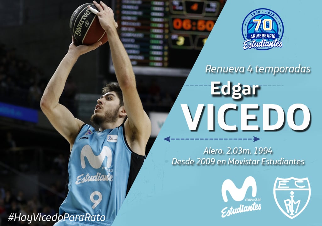 Edgar Vicedo renueva por cuatro temporadas su contrato con Movistar Estudiantes