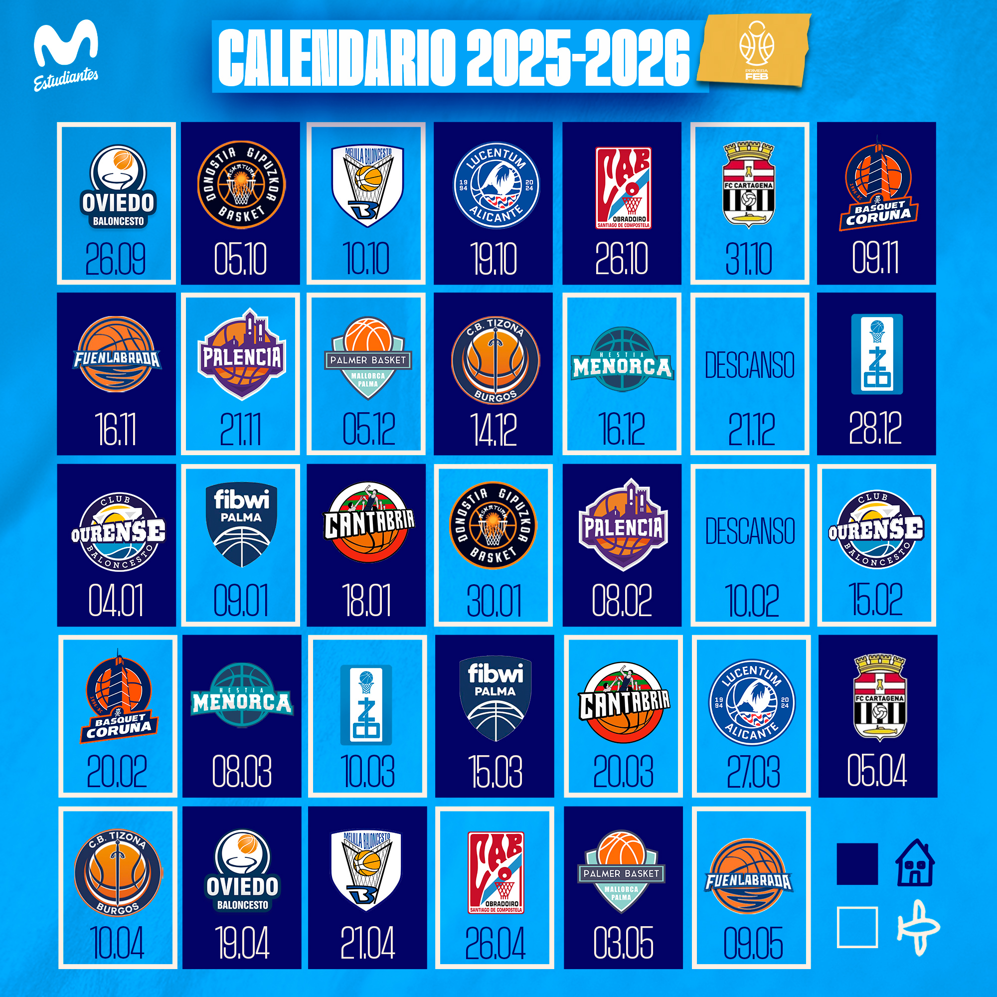 Calendario Primera FEB 2025-26