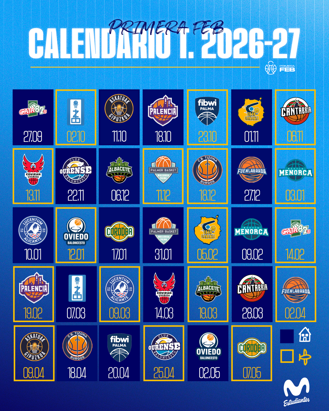 Calendario Primera FEB 26-27